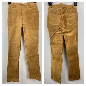 Vintage Newport News size 4 Petite Women’s Tan Suede Leather Pants